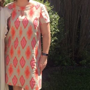 Tahari Linen Ikat Print Dress
